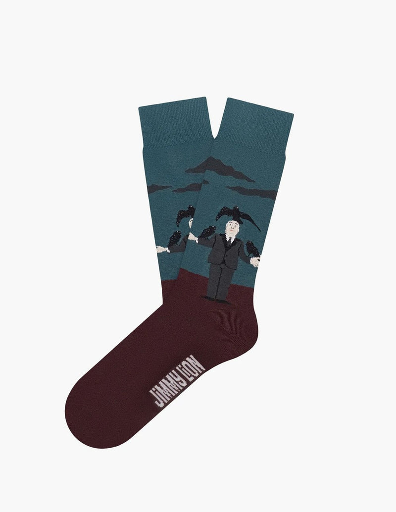 Jimmy Lion Hitch Crows Burgundy and Blue Unisex Socks