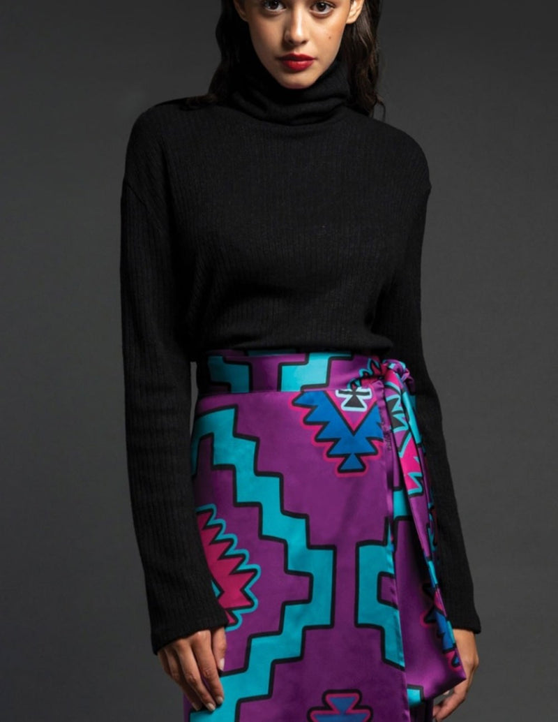Women's Black Pêace and Chaos Turtleneck Sweater