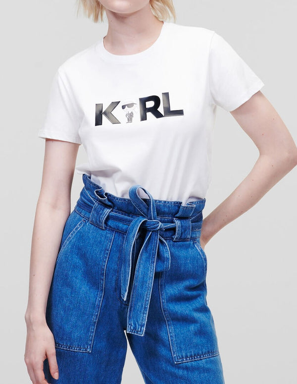 Camiseta Karl Lagerfeld Ikonik 2.0 Karl Logo Blanca Mujer