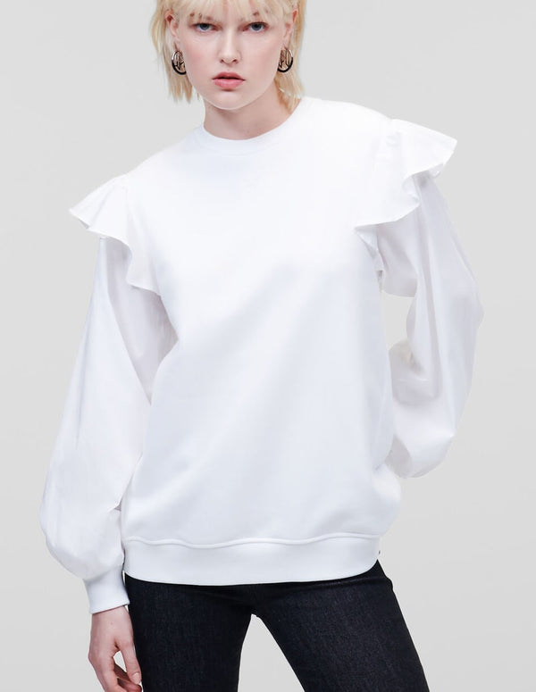 Karl Lagerfeld Fabric Mix White Sweatshirt Woman