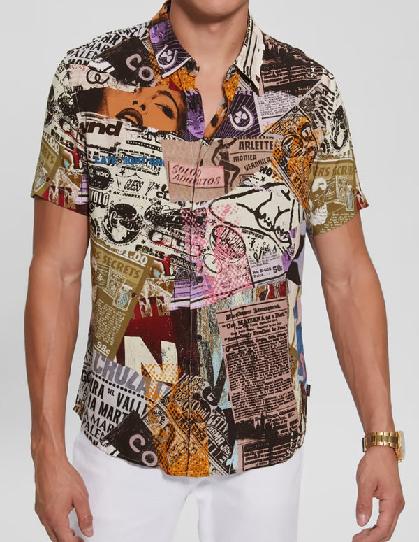 Camisa GUESS Estampada Multicolor Hombre