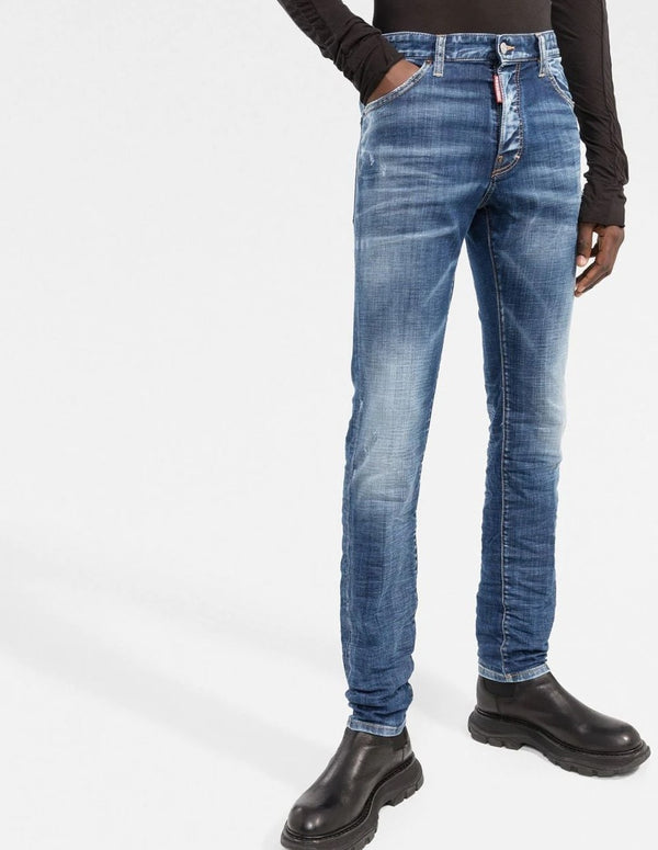 Pantalón Vaquero Dsquared2 Stonewashed Skinny Azul Hombre