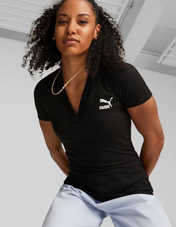 Camiseta Puma Ribbed Negra Mujer