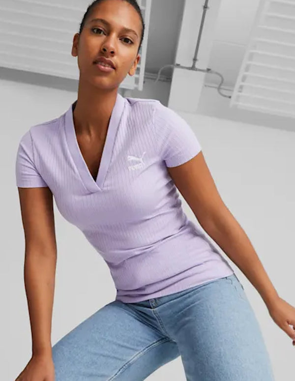 Camiseta Puma Ribbed Morada Mujer