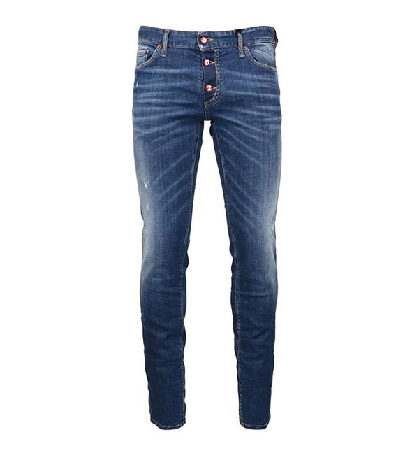 Pantalón Vaquero Dsquared Slim Hombre Botones Por Fuera Azul