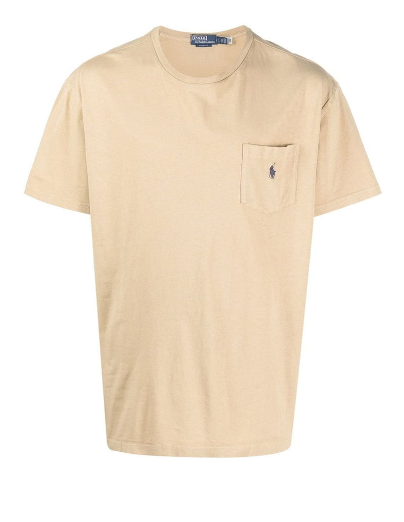 Camiseta Polo Ralph Lauren con Logo Bordado Beige Hombre