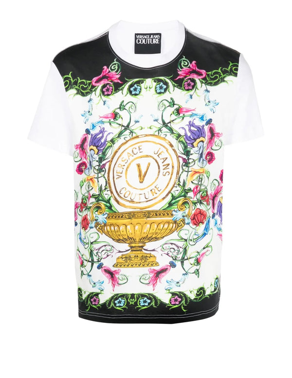 Camiseta Versace Jeans Couture V-Emblem Garden Blanca Hombre