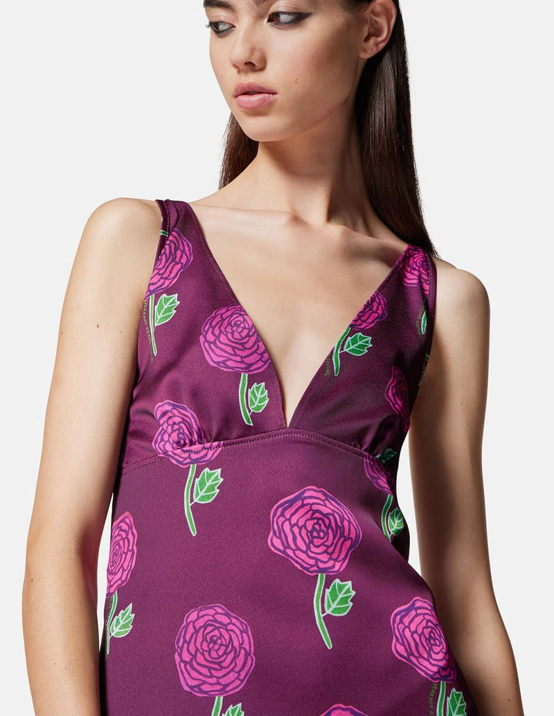 Vestido Versace Jeans Couture Roses Morado Mujer