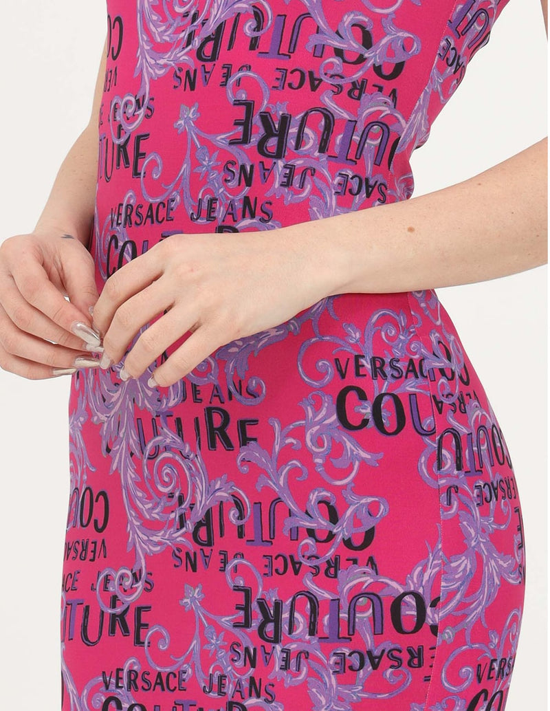 Vestido Versace Jeans Couture Logo Print Rosa Mujer