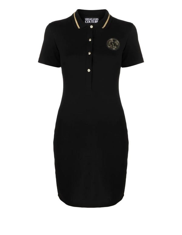 Vestido Versaje Jeans Couture con Logo Negro Mujer