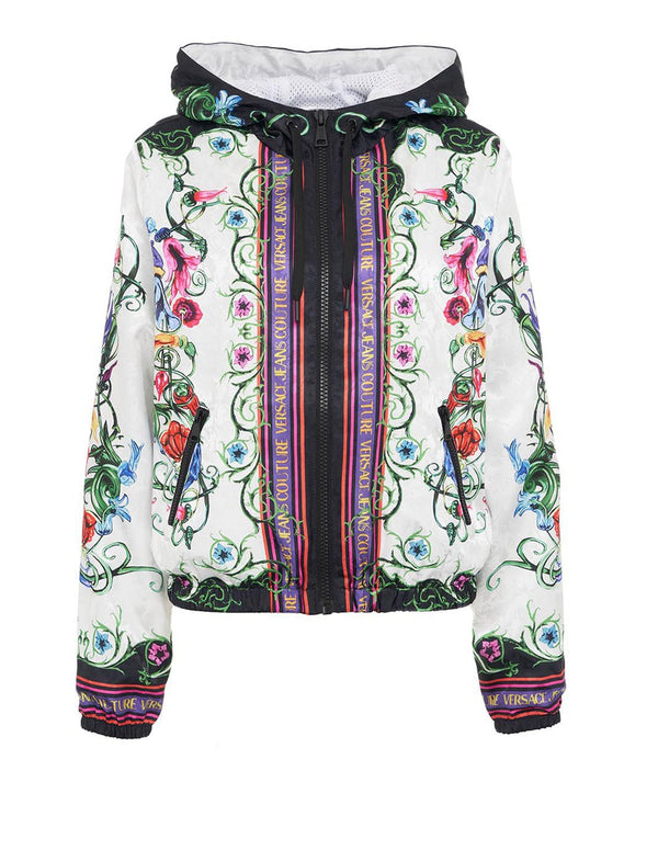 Chaqueta Bomber Versace Jeans Couture Satinada con Estampado Blanca Mujer