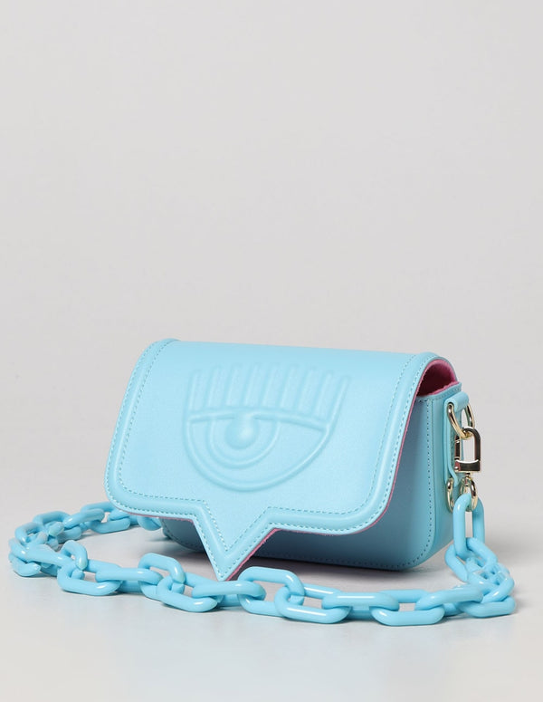 Chiara Ferragni Mini Bag with Blue Logo Woman 18 x 10 x 5