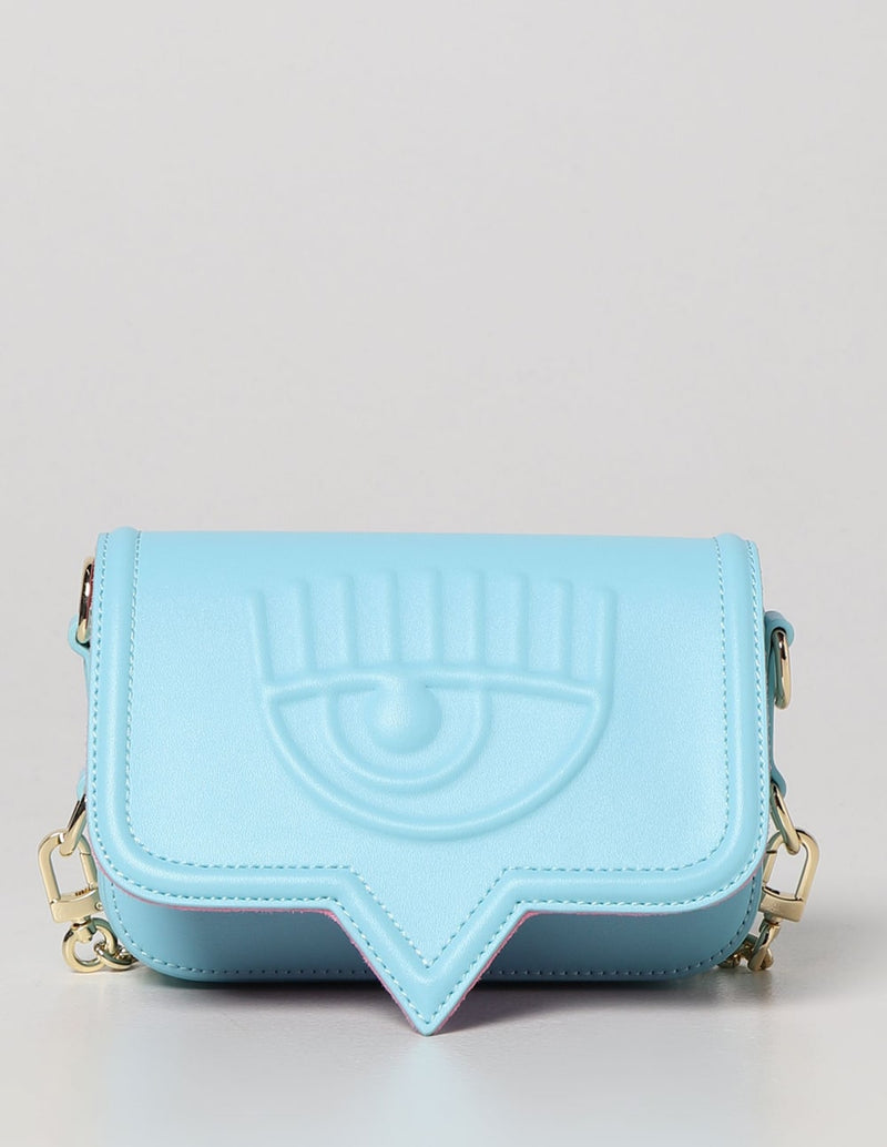 Chiara Ferragni Mini Bag with Blue Logo Woman 18 x 10 x 5