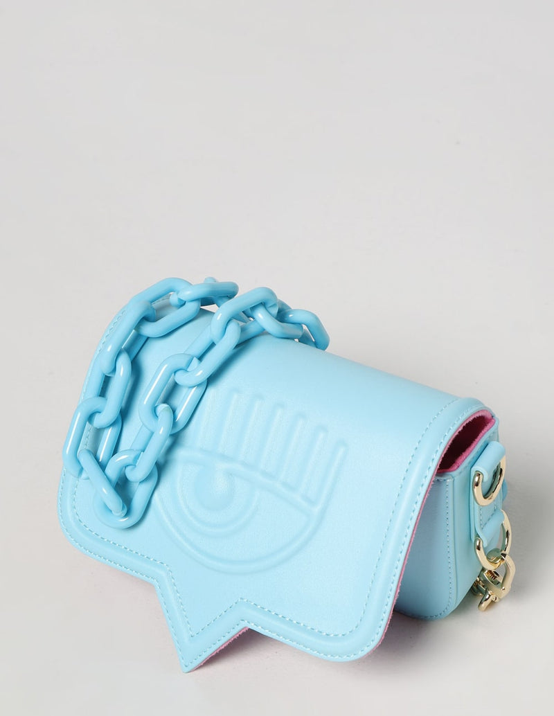 Chiara Ferragni Mini Bag with Blue Logo Woman 18 x 10 x 5