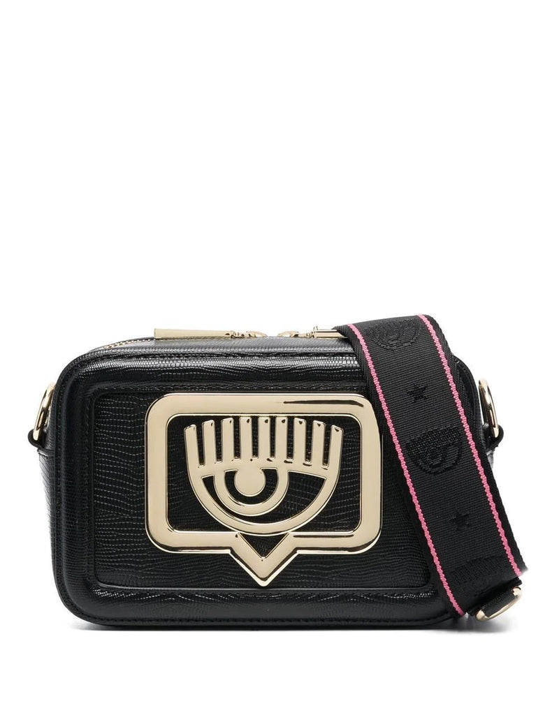 Chiara Ferragni Crossbody Bag with Logo Black Woman 19 x 12 x 8