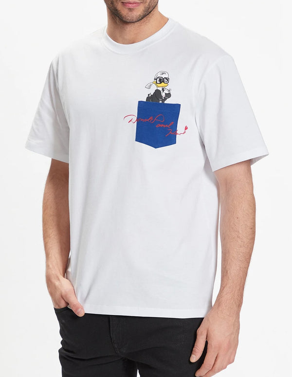 Camiseta Karl Lagerfeld Disney Pocket Logo Blanca Hombre