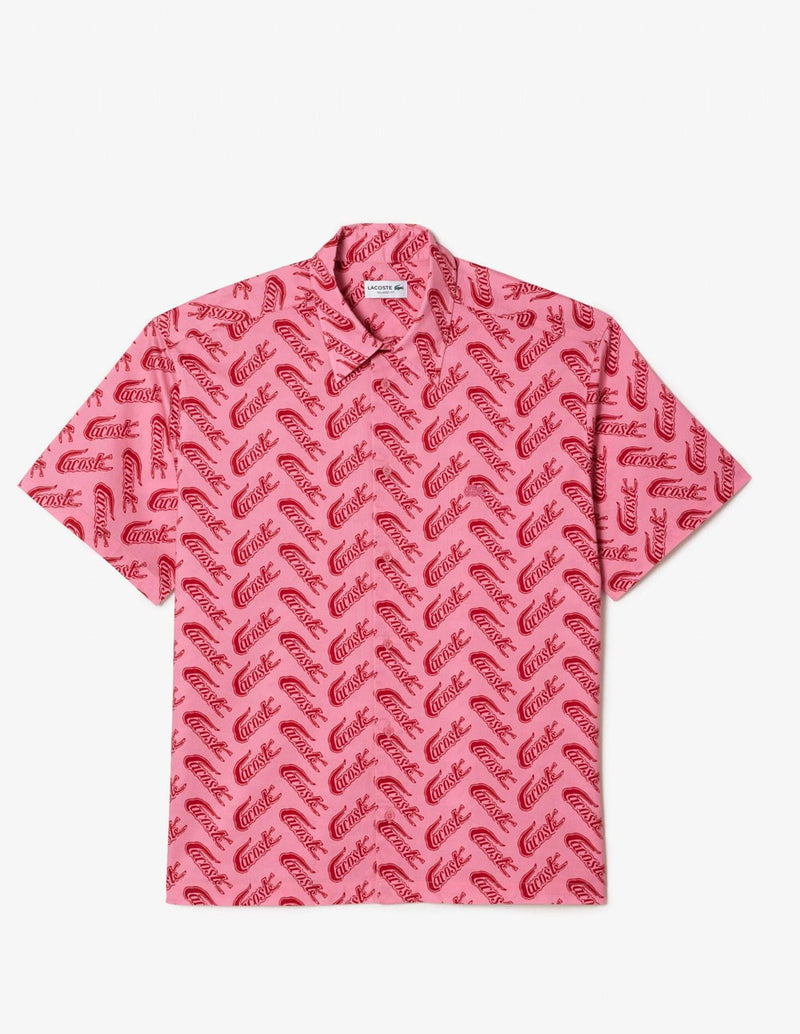 Camisa Lacoste Vintage Print Rosa Hombre