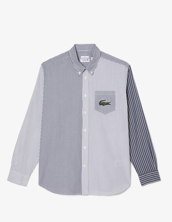 Camisa Lacoste de Rayas Blanca y Azul Unisex