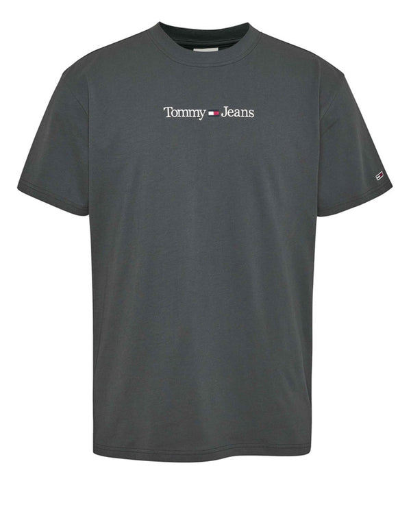 Camiseta Tommy Jeans con Logo Bordado Gris Hombre