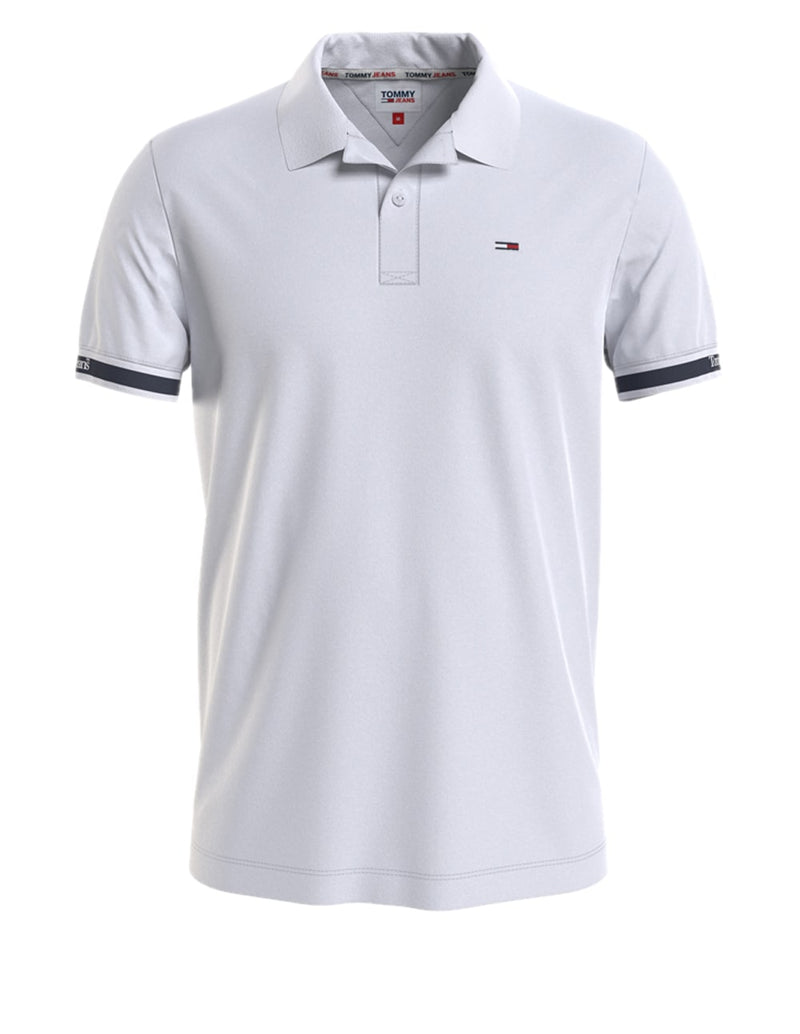 Tommy Jeans Essential Polo Shirt with Embroidered Logo White for Men