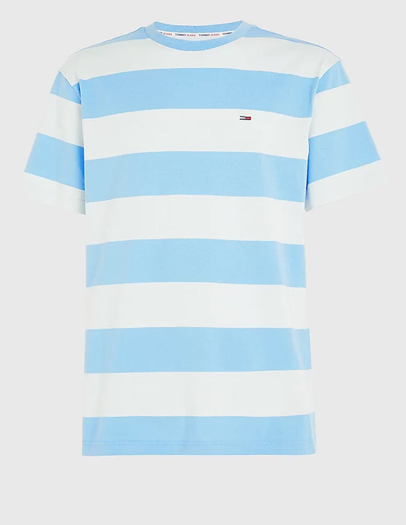 Camiseta Tommy Jeans Stripe con Logo Azul Hombre