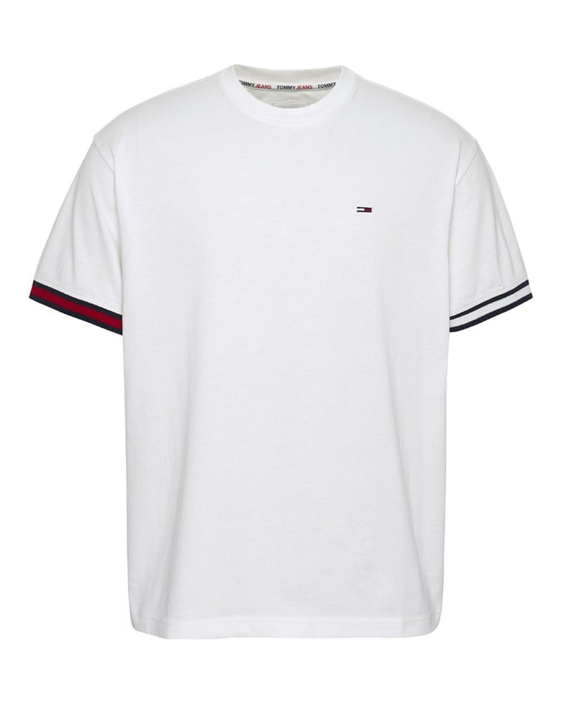 Camiseta Tommy Jeans Relaxed Jeans Flag Cuff Te Blanca Hombre