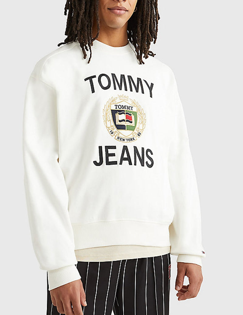 Sudadera Tommy Jeans con Logo Blanca Hombre