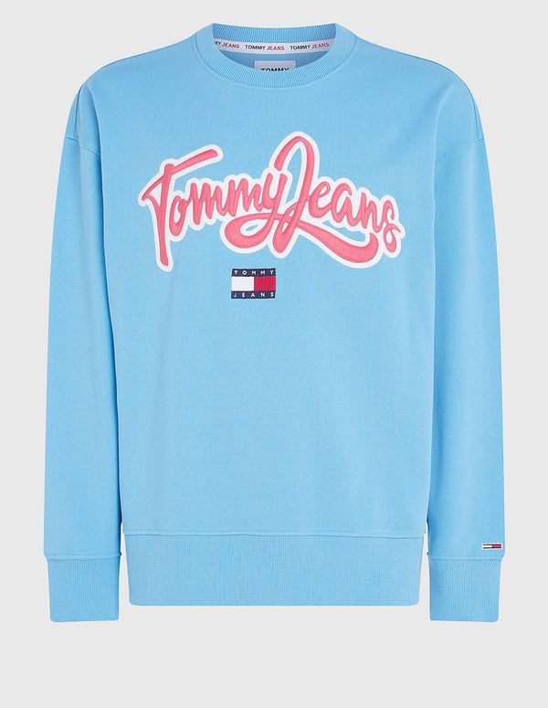 Sudadera Tommy Jeans Universitaria con Logo Azul Hombre