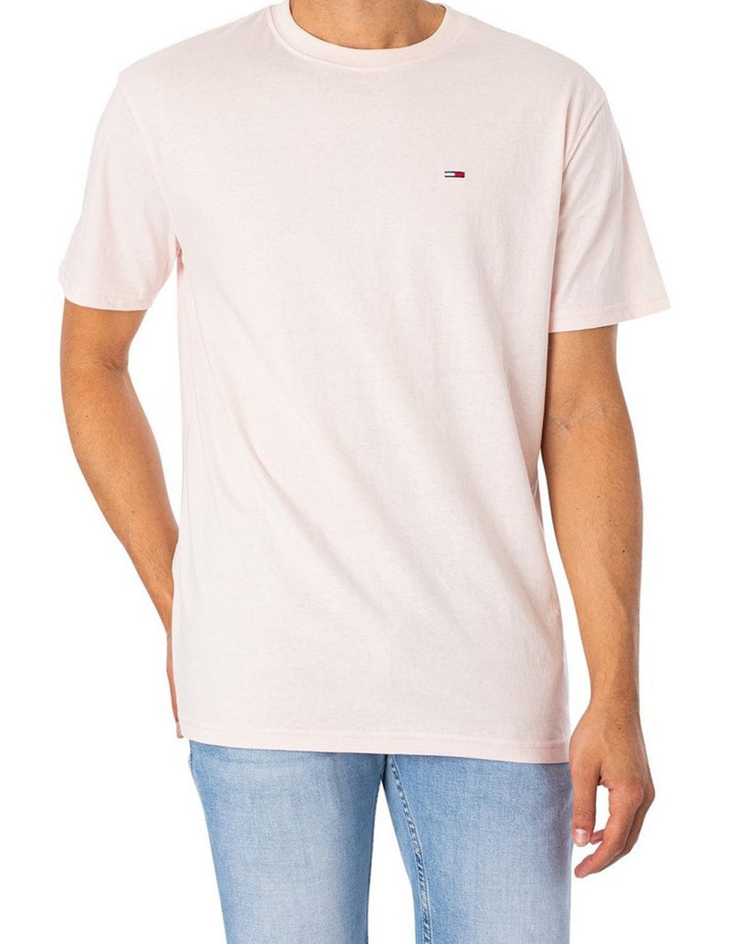 Camiseta Tommy Jeans con Logo Bordado Rosa Hombre