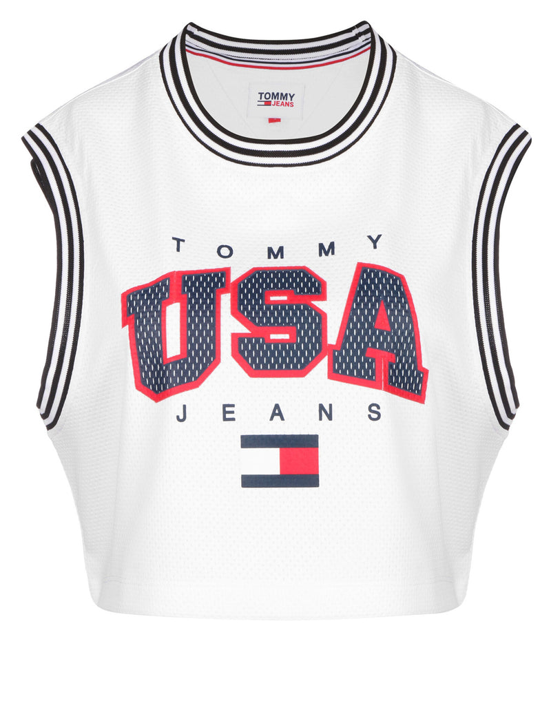 Camiseta Tommy Jeans sin Mangas Blanca Mujer