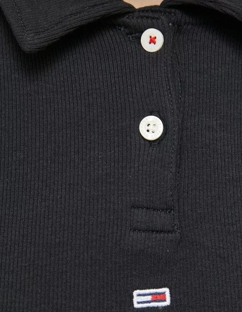 Polo Tommy Jeans con Logo Negro Mujer