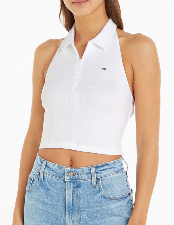 Polo Shirt Tommy Jeans Sleeveless White Woman