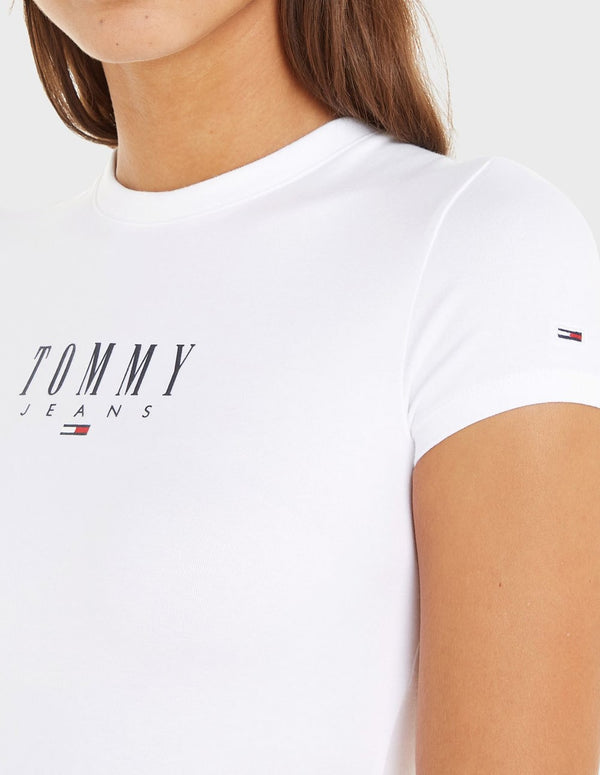 Vestido Tommy Jeans Ajustado con Logo Blanco Mujer