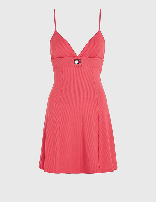 Tommy Jeans Tight Strappy Pink Women Dress