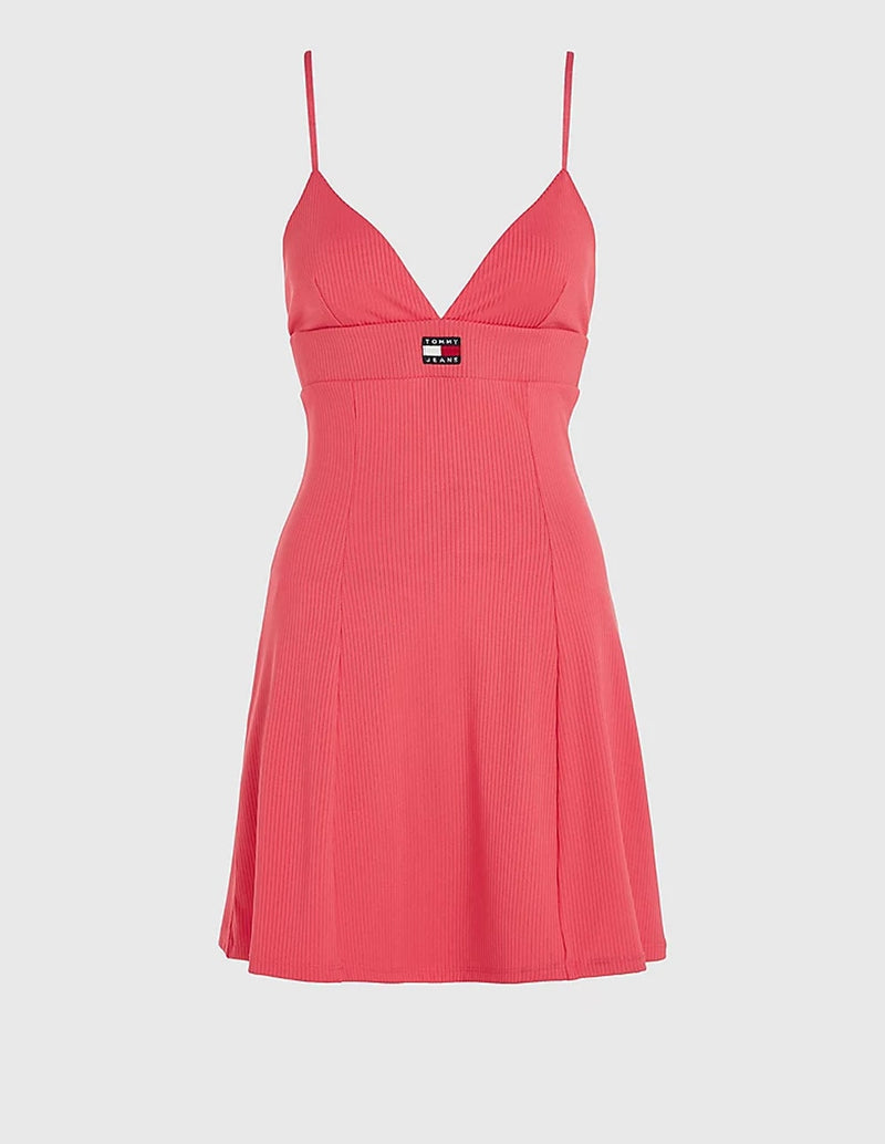 Vestido Tommy Jeans Ajustado de Tirantes Rosa Mujer