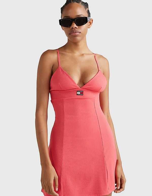 Tommy Jeans Tight Strappy Pink Women Dress