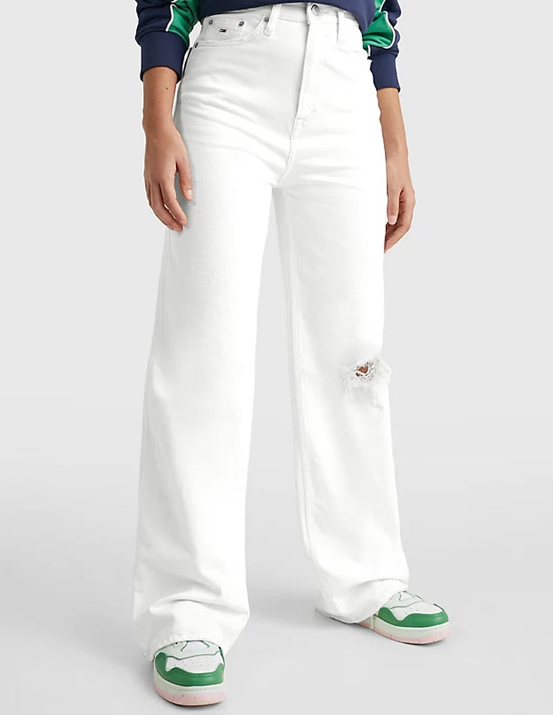 Pantalón Vaquero Tommy Jeans Ancho Blanco Mujer