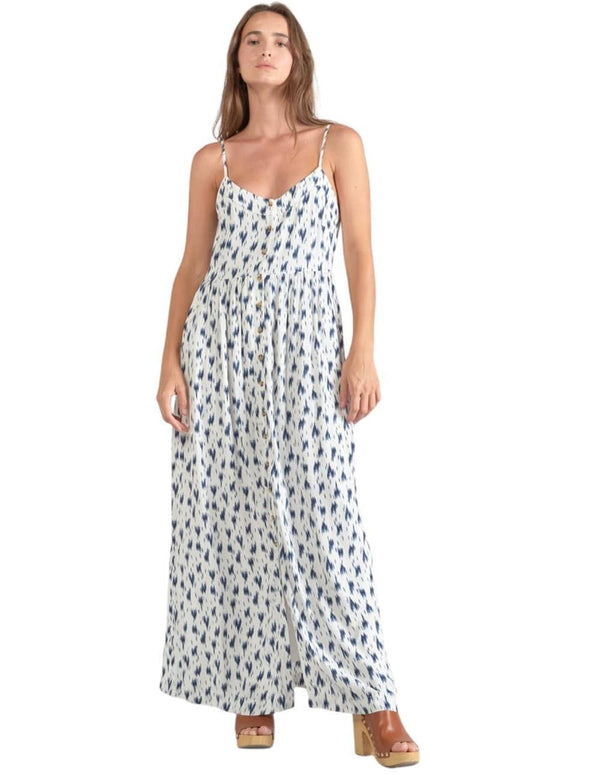 Le Temps des Cerises Evita White and Blue Women's Strappy Dress