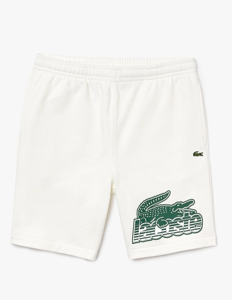 Pantalón Corto Lacoste con Logo Grande Beige Hombre