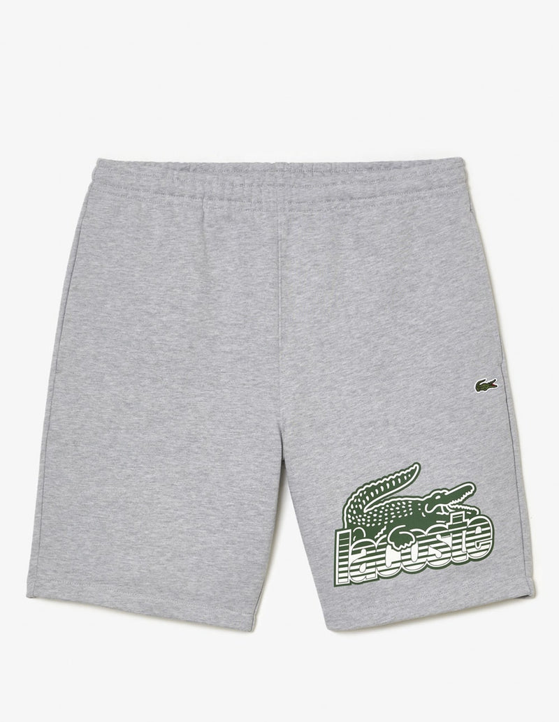 Pantalón Corto Lacoste con Logo Grande Gris Hombre