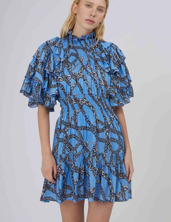 Vestido Silvian Heach con Estampado de Cadenas Azul Mujer