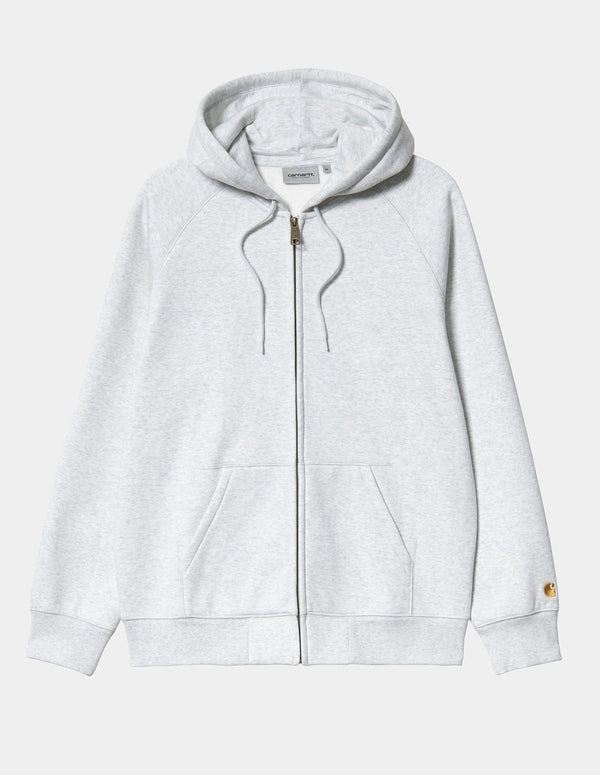 Chaqueta con Capucha Carhartt WIP Chase con Logo en la Manga Gris Hombre