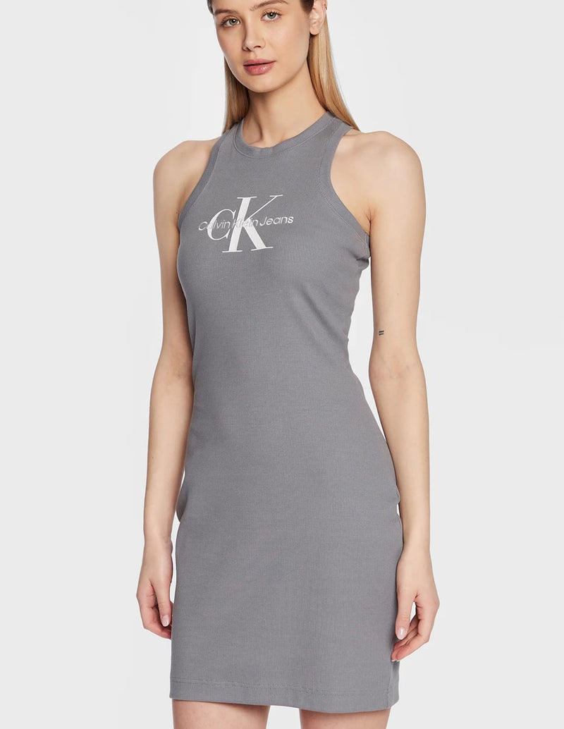 Vestido Calvin Klein Jeans con Logo Gris Mujer