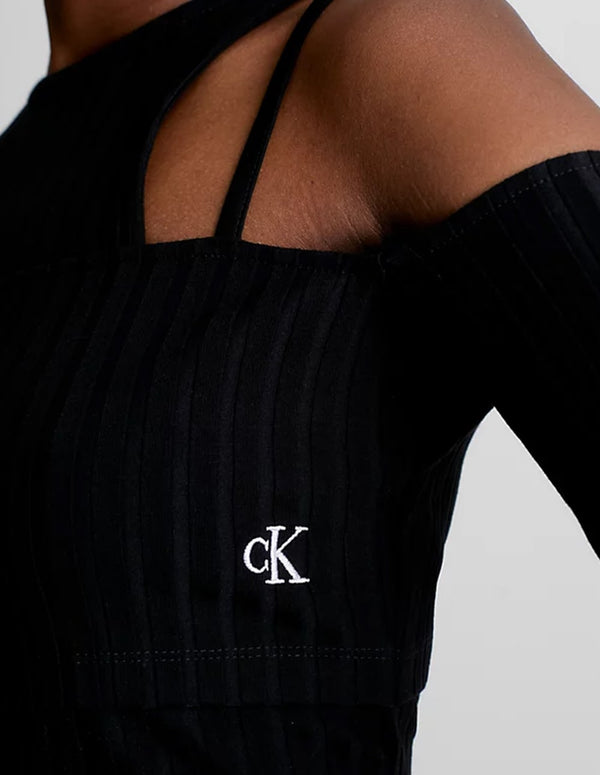 Top Calvin Klein Jeans Double Layer Cut Out Black Women