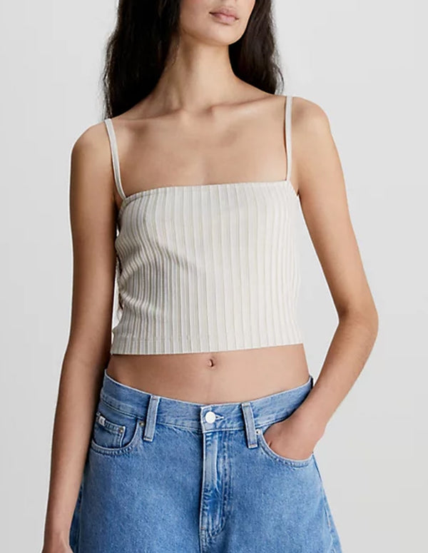 Top de Tirantes Calvin Klein Jeans con Logo Beige Mujer