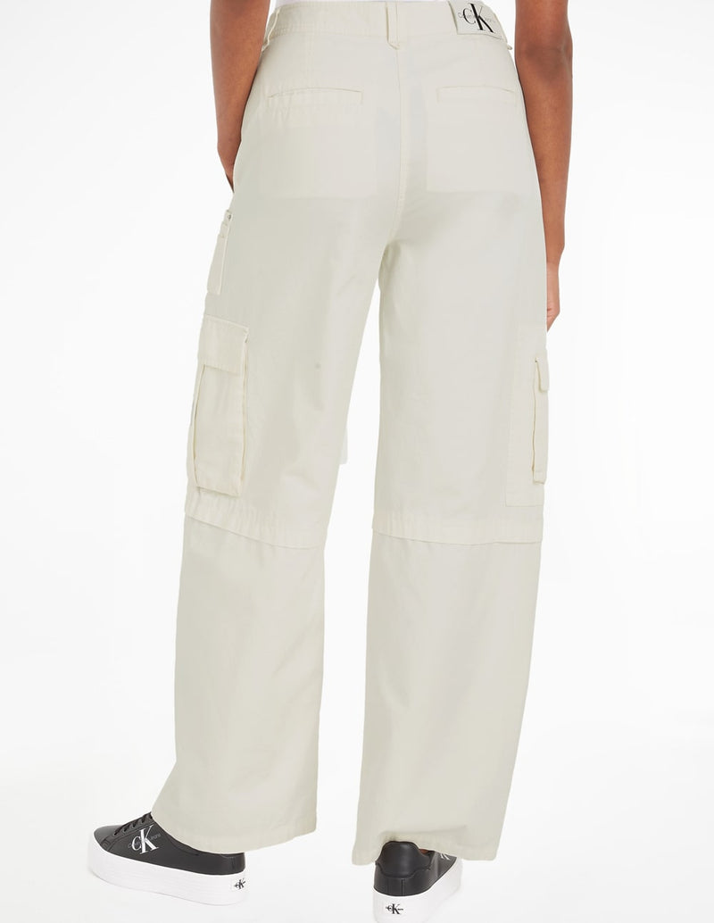 Pantalón Cargo Calvin Klein Jeans Amplio Blanco Mujer