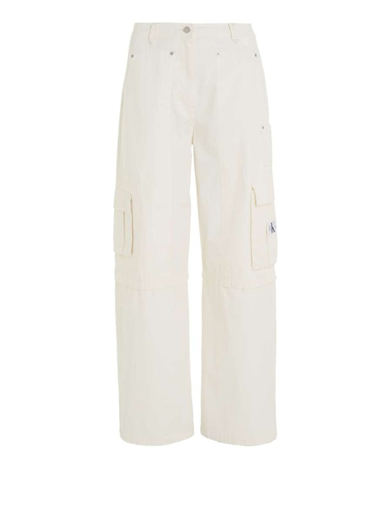 Pantalón Cargo Calvin Klein Jeans Amplio Blanco Mujer J20J221071-YBH