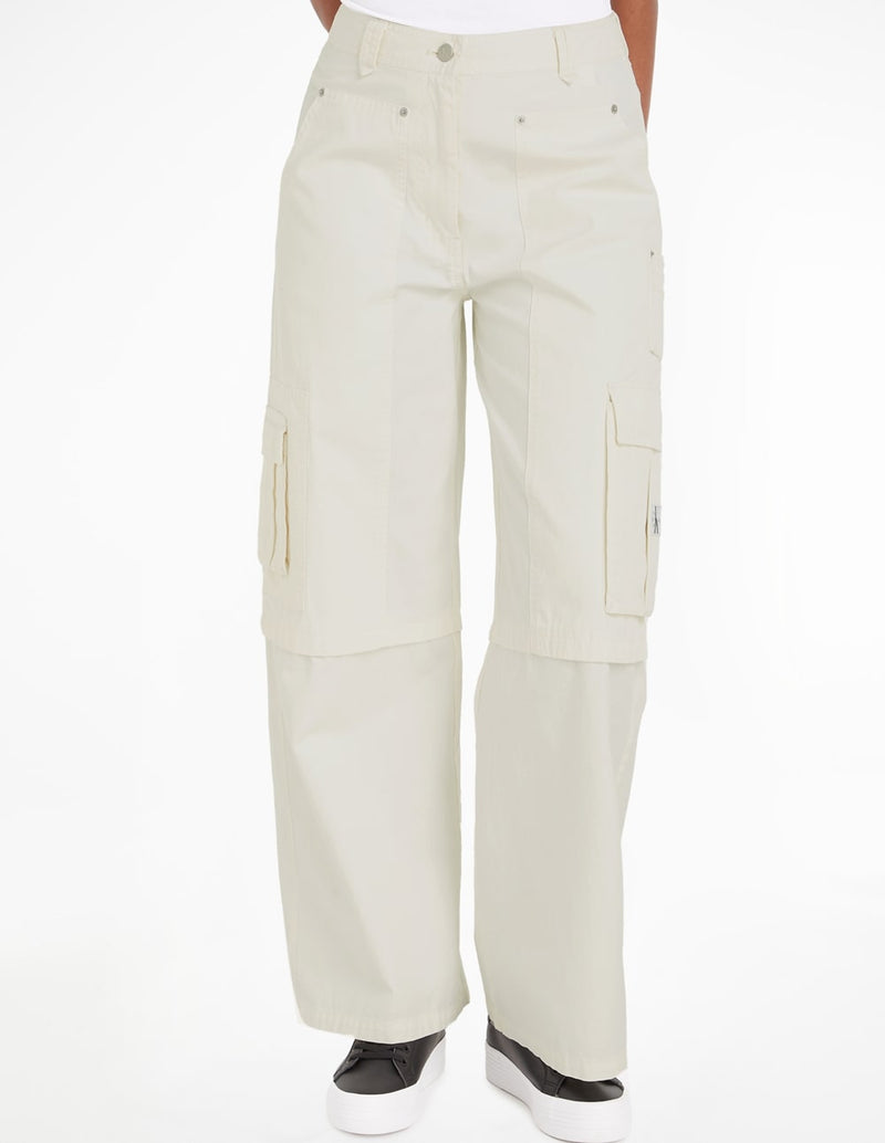 Pantalón Cargo Calvin Klein Jeans Amplio Blanco Mujer