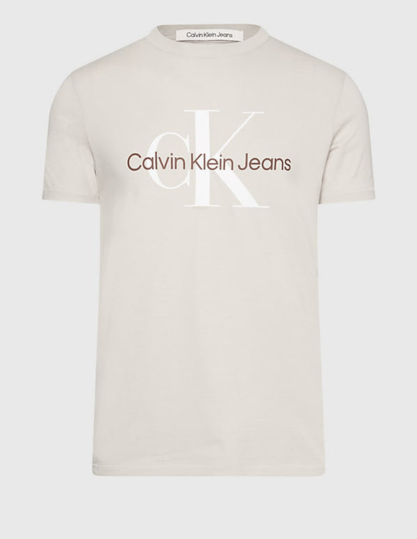 Camiseta Calvin Klein Jeans Slim con Logo Beige Hombre