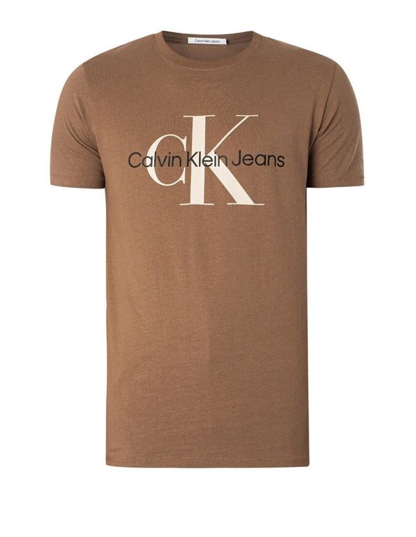 Camiseta Calvin Klein Jeans Slim con Logo Marrón Hombre